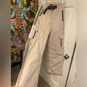 Ivory Beige Reflective Poster Girl Cargo wide leg cargo pants